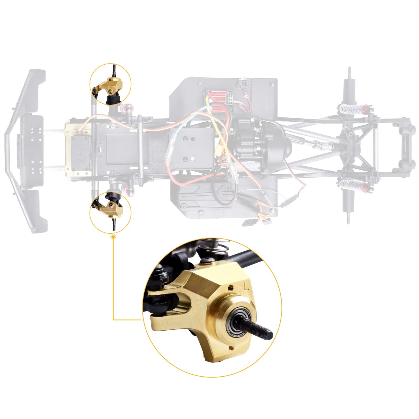 Heavy Duty Brass Front Steering Knuckles Carrier Weights for 1:10 Axial SCX10 II 90046 RC Crawler Car Upgrades