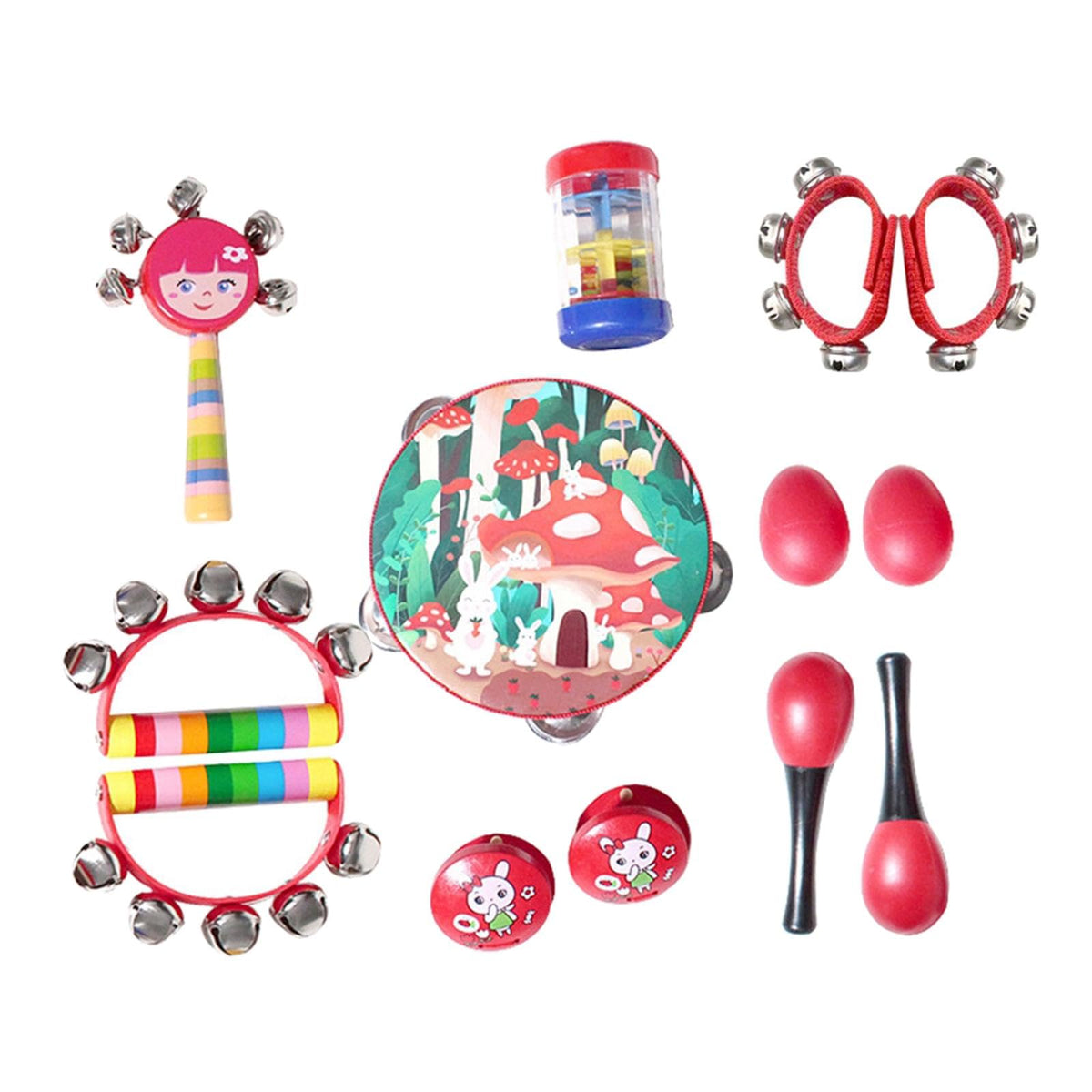 Ecomistiq13Pcs Montessori Percussion Instrument Wooden Music Sets For Babies Children Red|Toys & Hobbies|Educational|Music & Art