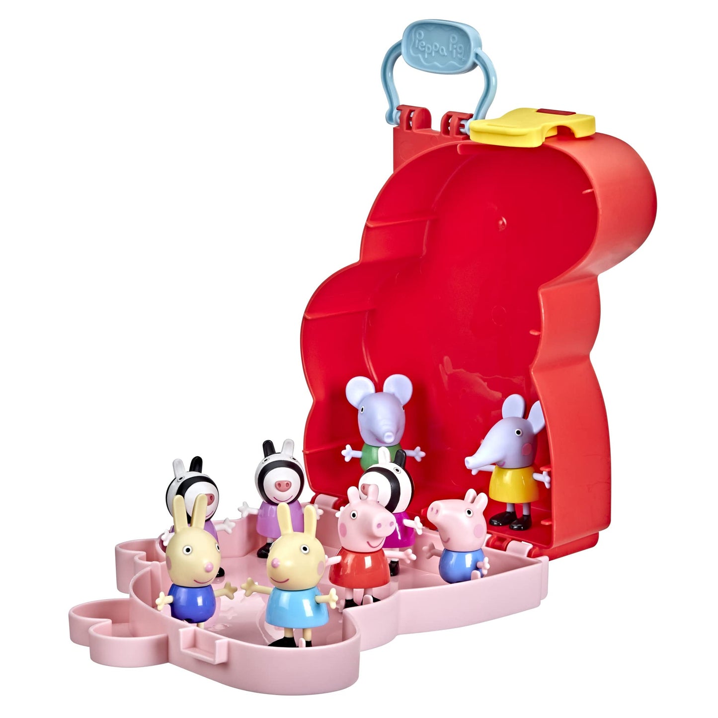 Peppa Pig Peppas Adventures Peppa Briefcase, George and Their Friends, Preschool Toy, 9 Figures with Zebra Sisters