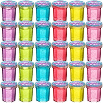 Mini Glitter Putty - (Bulk Pack Of 48) Mini Slime For Kids Party Favors In Assorted Neon Rainbow Colors For Birthday Party Favor, Fidget Toys, And Prizes