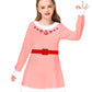 Christmas Pink Dress For Girl Long Sleeve Funny Printed Xmas Tshirt Dress Jovi Elf Swing Dresses 5-6 Years