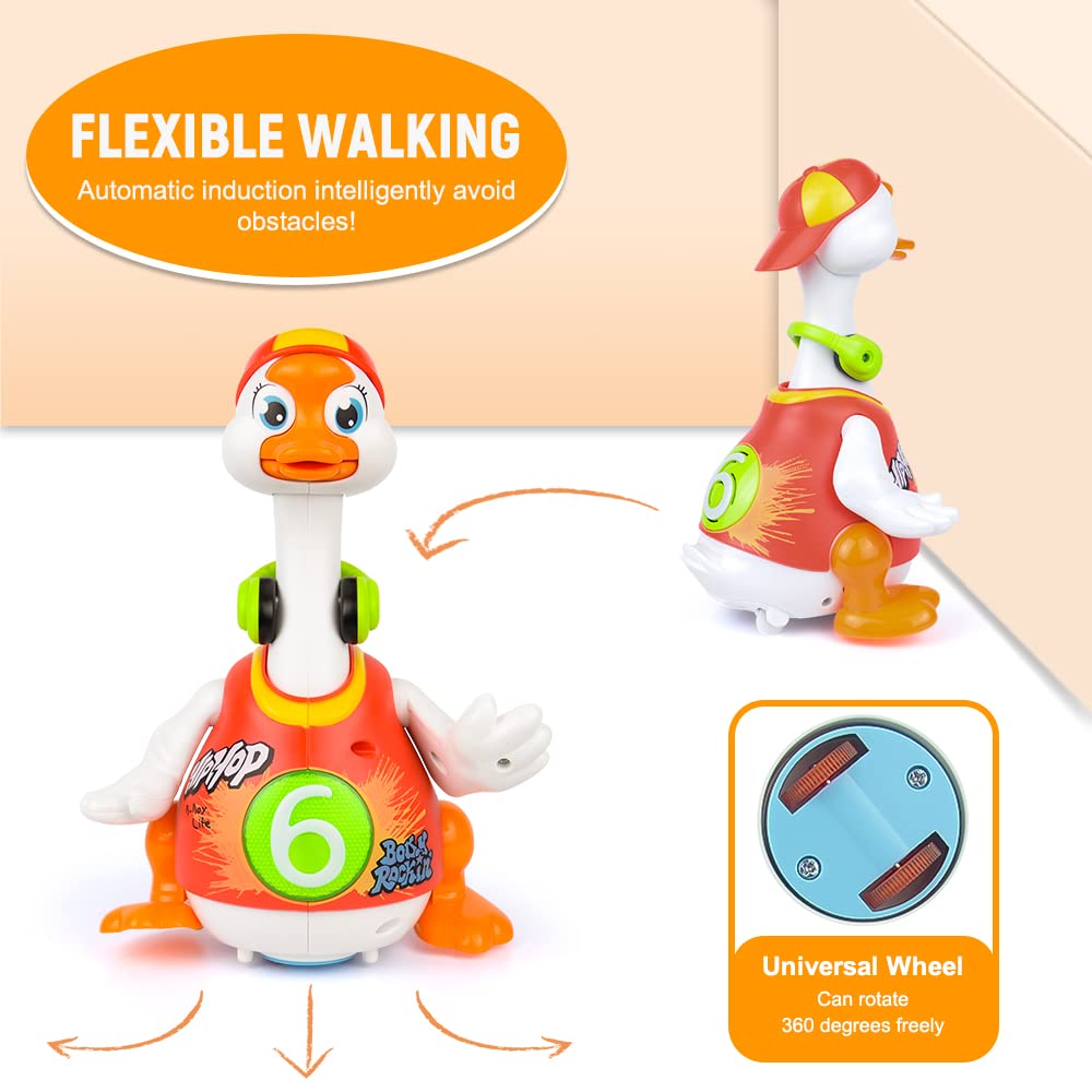 Woby Baby Musical Toy Dancing Singing Talking Walking Hip Hop Swing Goose Cool Educational Toy Gift For 1 2 3 Year Toddlers Kids