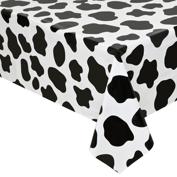 2 Pcs Cow Print Tablecloth Cow Plastic Table Cover 87 x 51 Inches Farm Animal Party Tablecovers for Cow Theme Birthday Party Sup