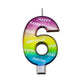 DERVENTA Birthday Candles Big Numbers MultiColored 3.7 inch Party Cake Topper 1 Piece (Number 6 Multi-Colored)