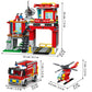 MindBox City Fire Rescue Building Set - 737pcs Fire Station, Truck & Helicopter Toy for Boys 6+, Red Color