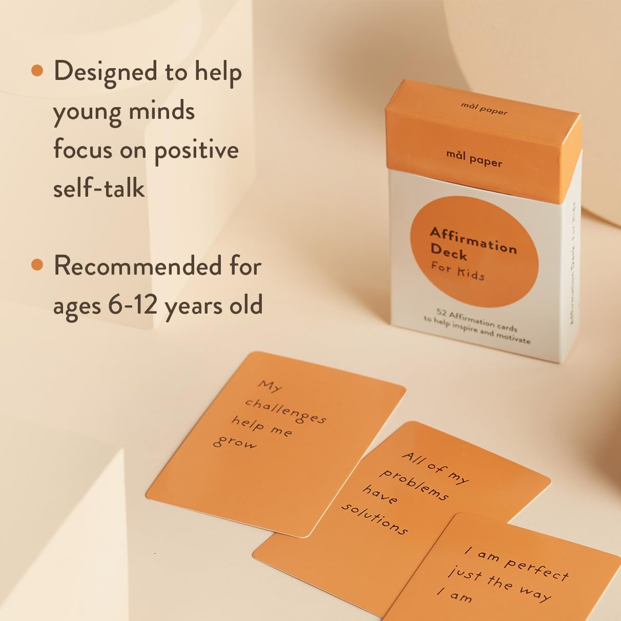 Mal Paper Kids Affirmation Card Deck - 52 Pack | Great For Mindfulness Challenge, Mantras, Meditation Tools, Inspirational Cards