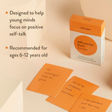 Mal Paper Kids Affirmation Card Deck - 52 Pack | Great For Mindfulness Challenge, Mantras, Meditation Tools, Inspirational Cards