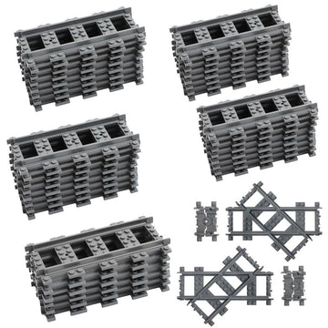Etarnfly 42Pcs City Train Tracks, Classic Accessories, Railroad Building Toy Compatible With All Major Brand - 38 Straights, 2 L