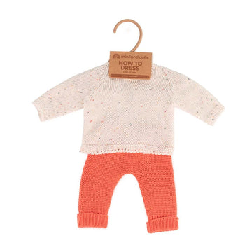 Miniland Clothes For Dolls 15'' Knitted Outfit Sweater & Trausers - Eco, Made In Spain, Quality, Role Play, Educational
