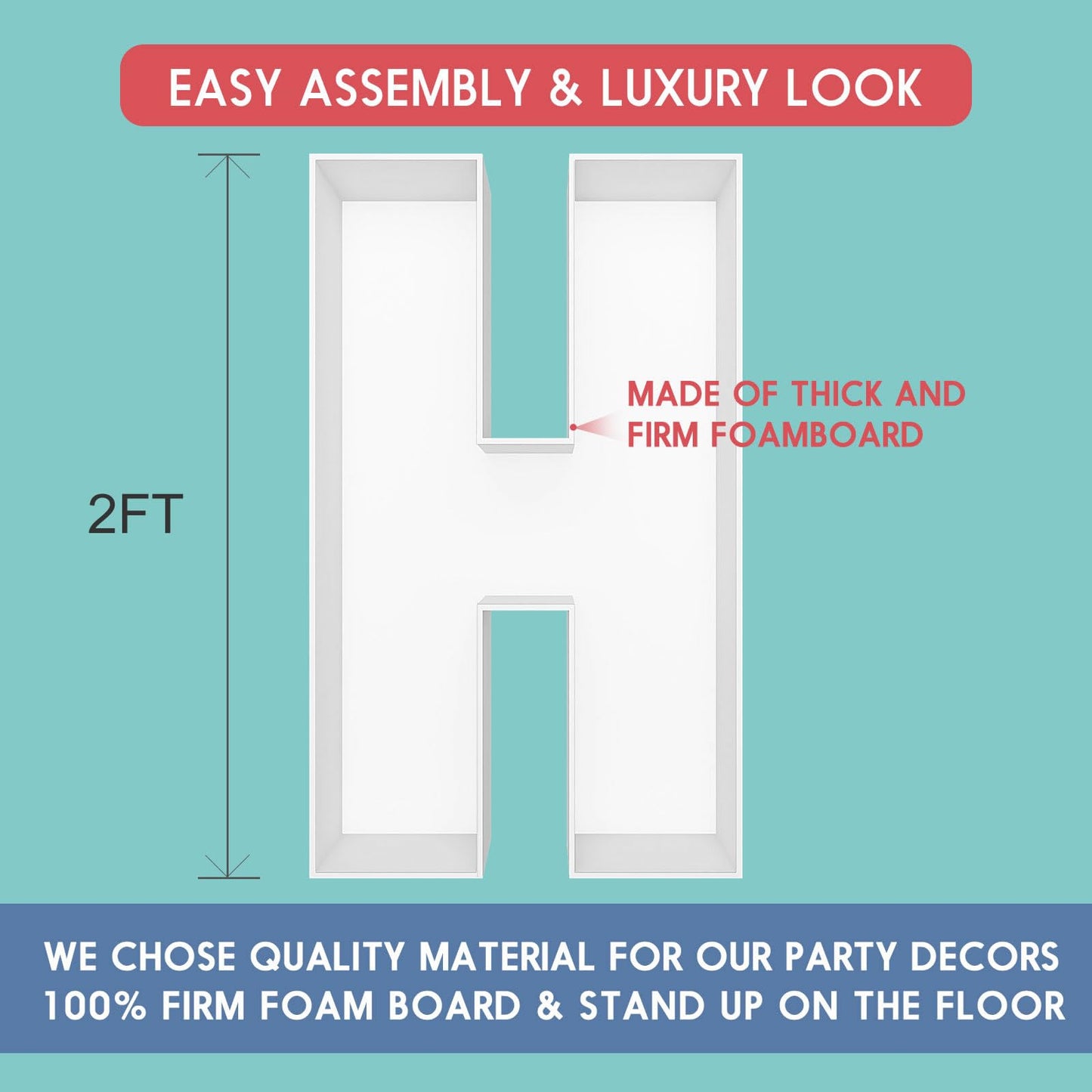 2Ft Letter H Mosaic Balloon Frame Letter Diy Fillable Letters Kit For Birthday Party Wedding Backdrop Decor