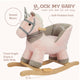 Rock My Baby Rocking Horse With Chair, Pink Unicorn Pony Rocker With Realistic Unicorn Music. Rocking Animal. Wooden Rocking Hor