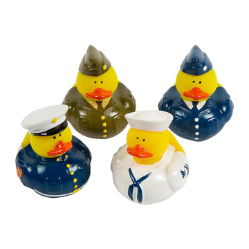 Fun Express Military Rubber Duckies - Set of 12, Yellow, 2 Inch, Rubber, Model FNEIN-16/861