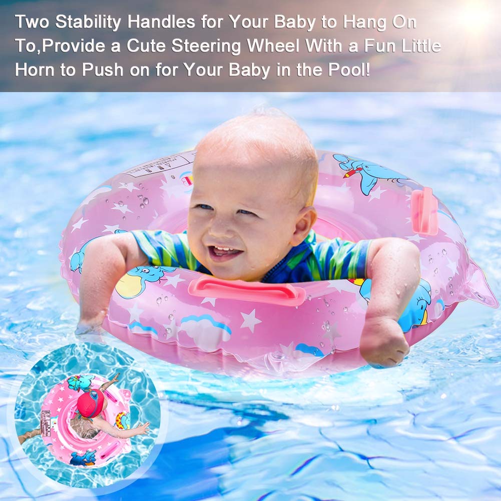 Walsai Baby Swimming Float  Inflatable Swimming Ring with Float Seat for 6 Months-6 Years Children (Pink)
