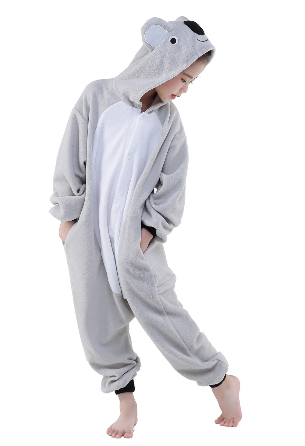 Canasour Polyster Unisex Child Pajamas Halloween Animal Cosplay Koala Costume Chirstmas Anime One-Piece Onesie For Girls Boys 10-12 Years (10(125#), Koala Grey)