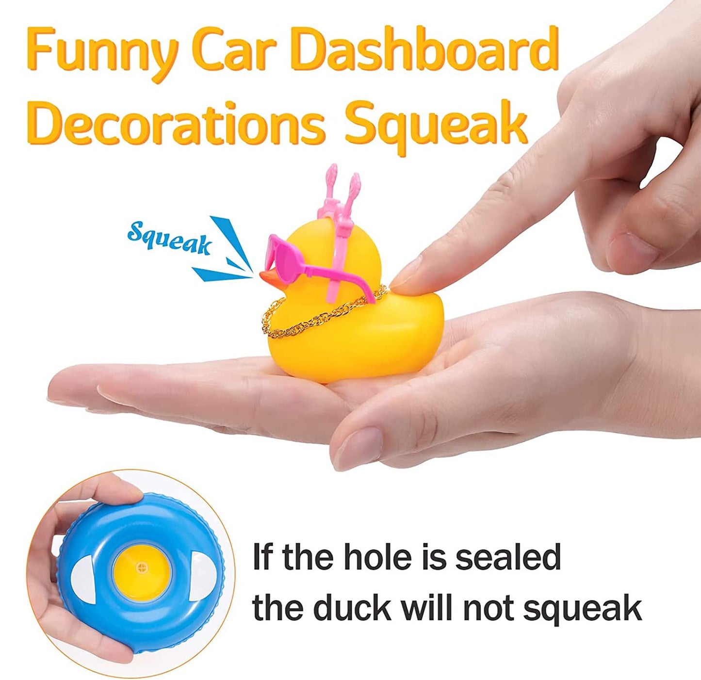 wonuu Car Duck Rubber Duck Car Ornaments Duck Car Dashboard Decorations with Cute Headband Swim Ring Necklace Sunglasses  B-Pink Double Heart Headband