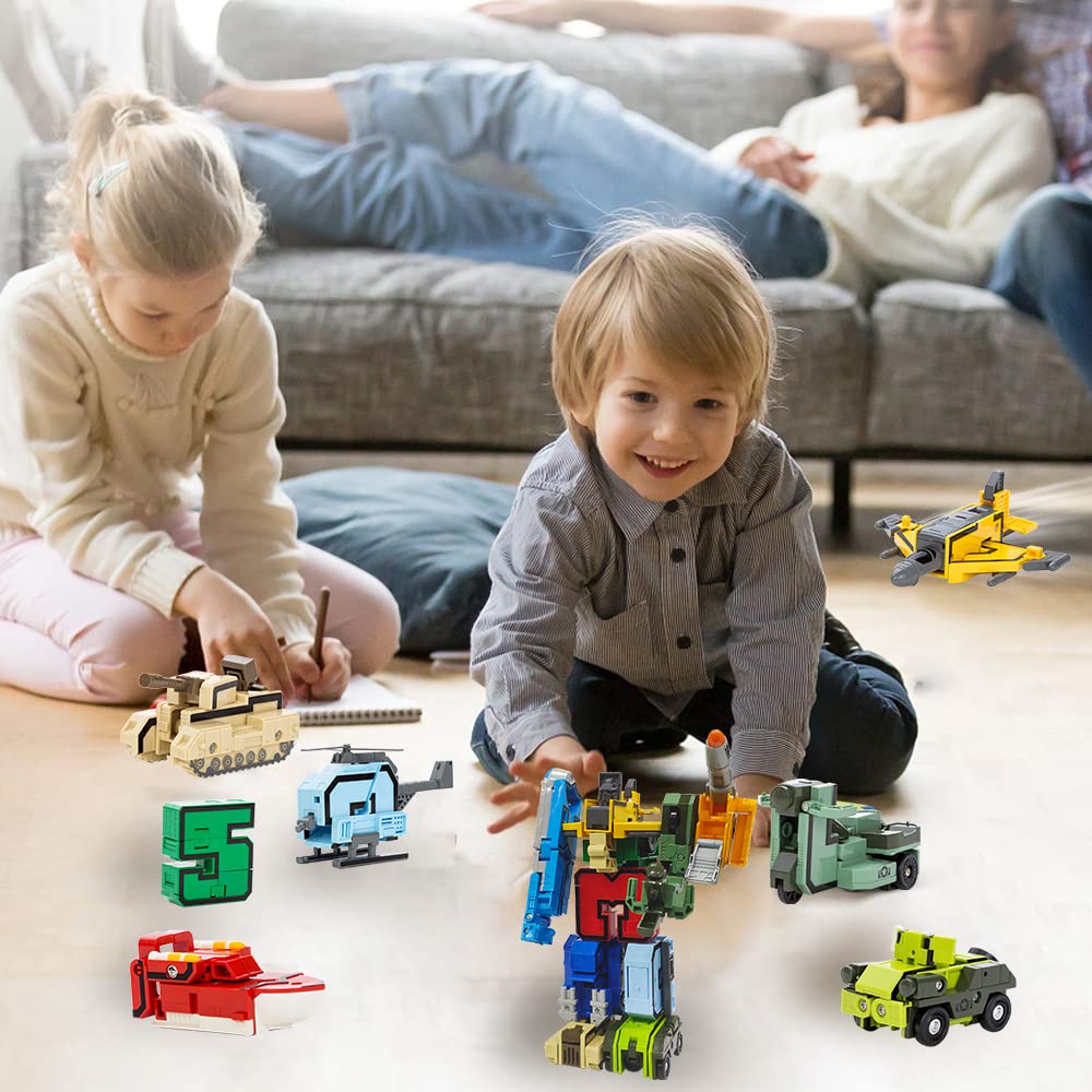 Veais Number Transforming Toys, Number Alpha Bot Military Transforming Robet Toys For Tollders Montessori Teaching, School Class