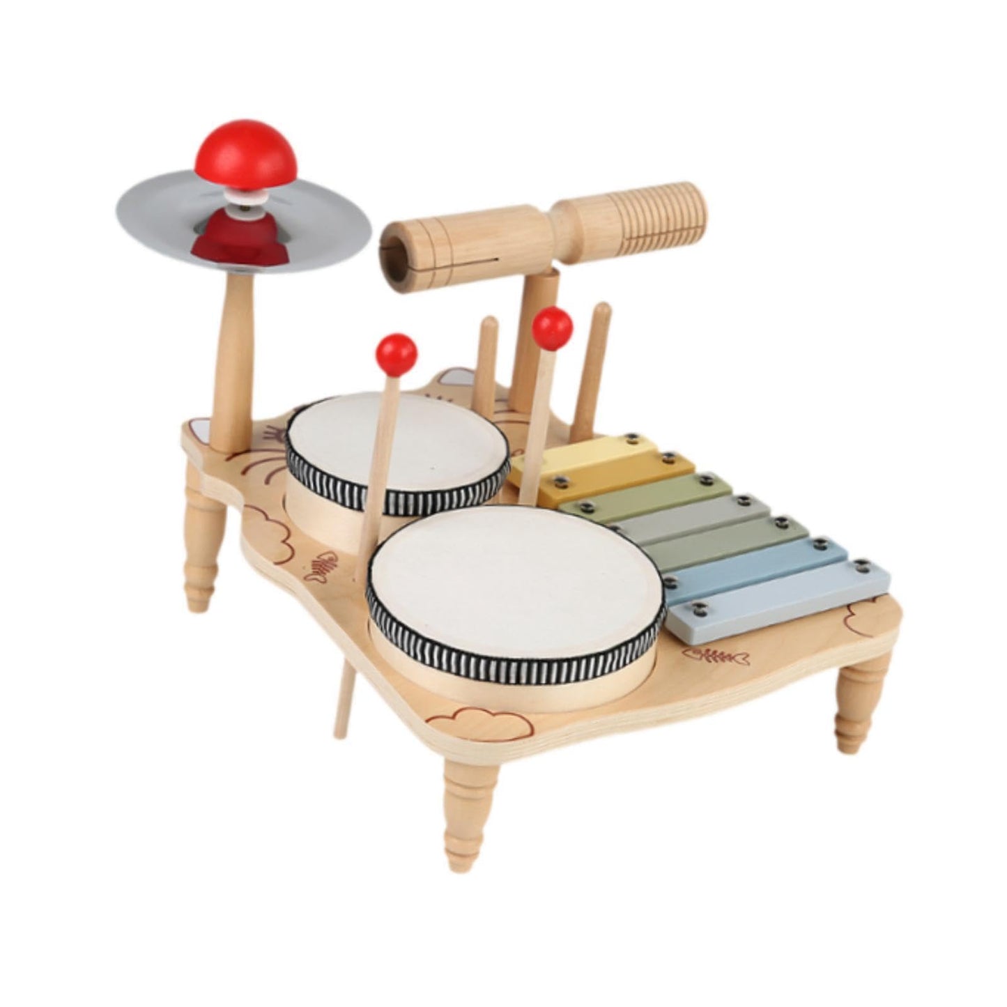 MerishoppXylophone Drum Set Wooden Musical Kits For Kids Ages 3 4 5 6 Years Old Gifts|Musical Instruments & Gear | Percussion | 