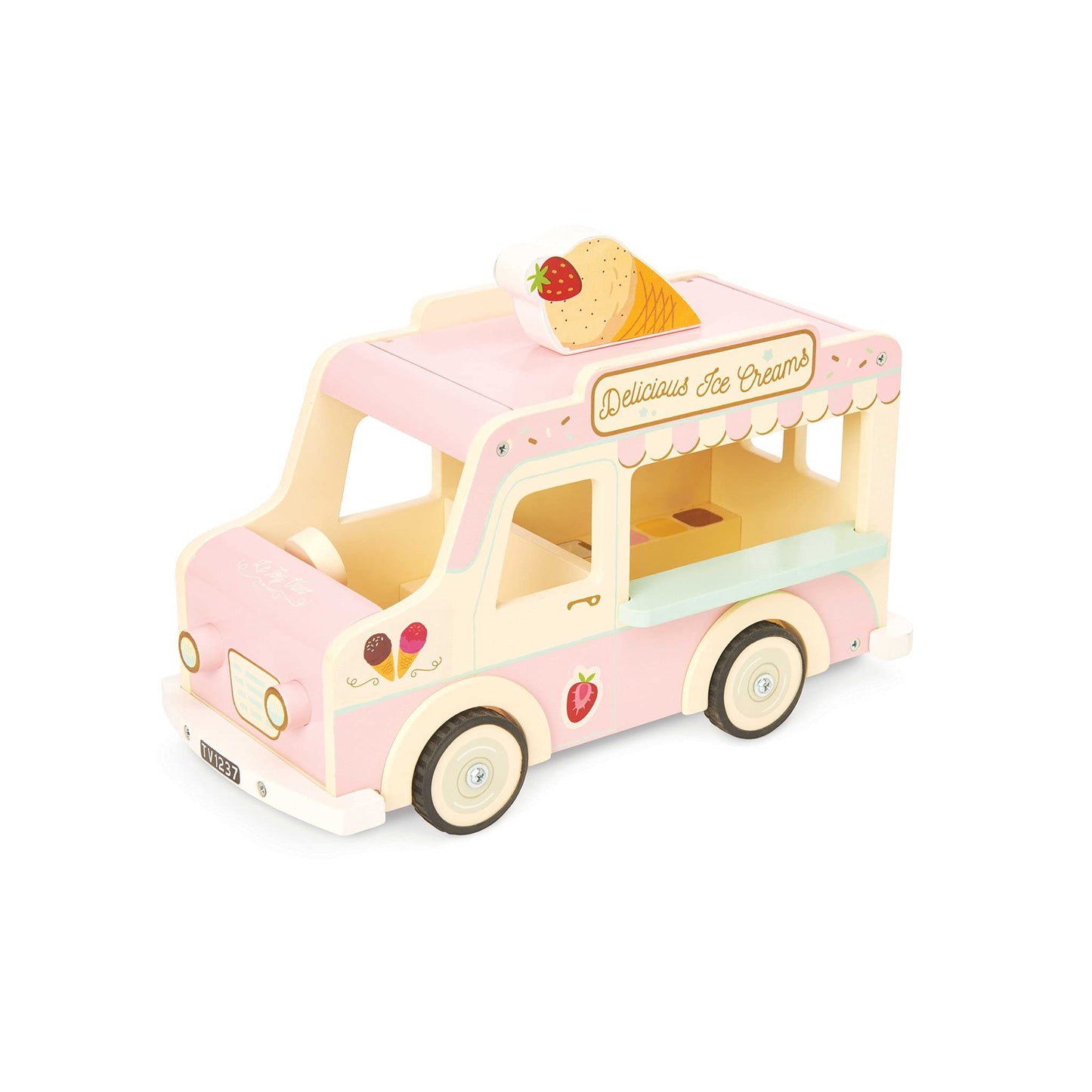 Le Toy Van - Wooden Doll House Dolly Ice Cream Van Play Set For Dolls Houses | Daisylane Dolls House Furniture Sets - Suitable For Ages 3+