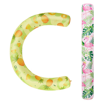 Wernnsai Pool Noodle Set - 2 Pack Inflatable Swimming Noodles For Adults Pool Noodles Floats Pink Yellow Curved Swimming Pool Float For Summer Vacation Sea Beach Lake Party (Flamingo & Pineapple)