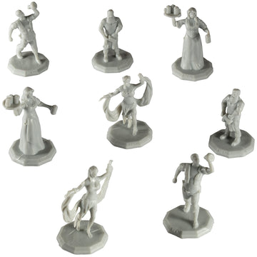 Monster Townsfolk Mini Fantasy Figures - 8Pc Pub Workers Non Player Character Npc Miniatures- 1'' Hex-Sized Compatible With Dnd