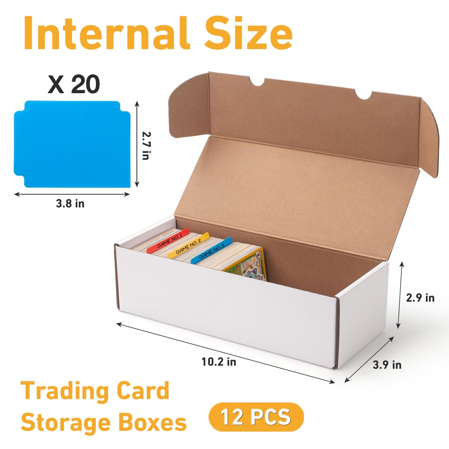 Sunezlgo 12 Pack Trading Card Storage Box,Cardboard Sports Game Card Storage Collector Boxes With 20 Pcs Dividers,Card Organizer