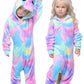 Easuit Colorful Unicorn Onesie Pajamas Animal Costume Halloween Cosplay Unisex Xmas Gifts For Kids 2-4, H-Multicolor Unicorn