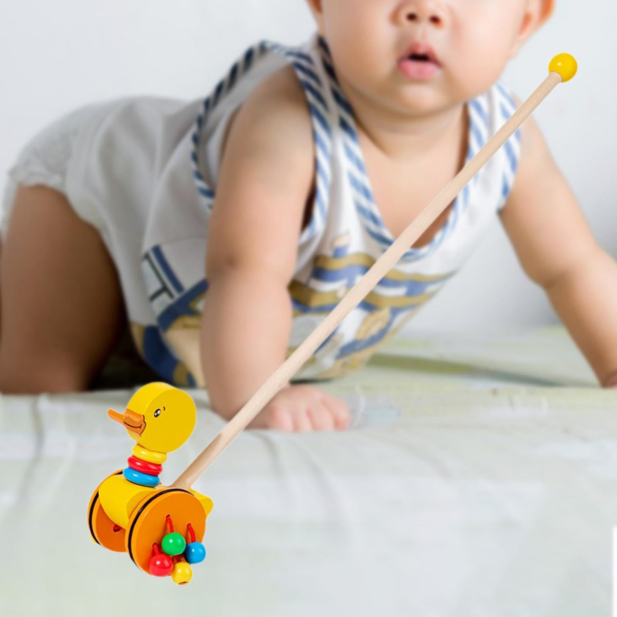 Atorse Push Along Walking Develops Motor Skills Wooden Push Toy For Kids Girls Boys Duck|Baby | Toys For Baby | Developmental Ba
