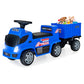 Olakids Kids Ride On Push Car, 2 In 1 Foot-To-Floor Sliding Truck With Detachable Trailer, Steering Wheel, Headlights, Music, Alarm Sound, Toy Walker Gift For Toddlers Age 1.5-3 Boys Girls (Blue)