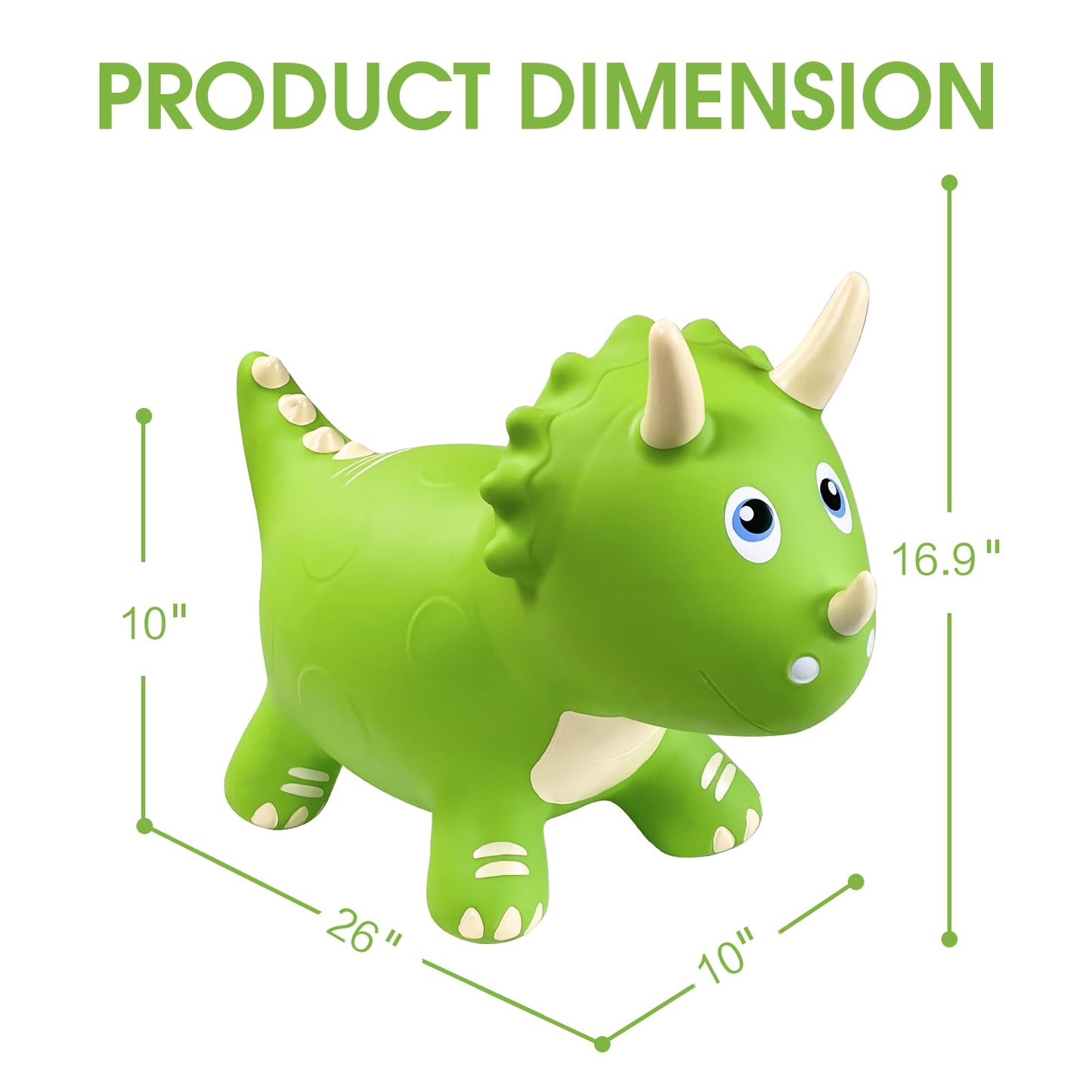 Hotmax Dinosaur Bouncy Hopper Toys, Bouncy Horse For Toddlers, Inflatable Ride On Bouncy Animals, Bouncing Triceratops For Kids, Birthday Gift For 18 Months 2 3 4 Year Old Boy Or Girl(Green)
