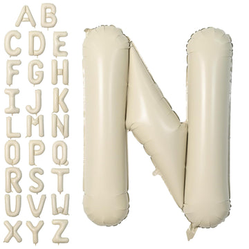 Letter Balloons Beige,40 Inch Letter N Balloons,A-Z Alphabet Name Foil Balloons,Big Single Cream Aluminum N Word Balloons Helium