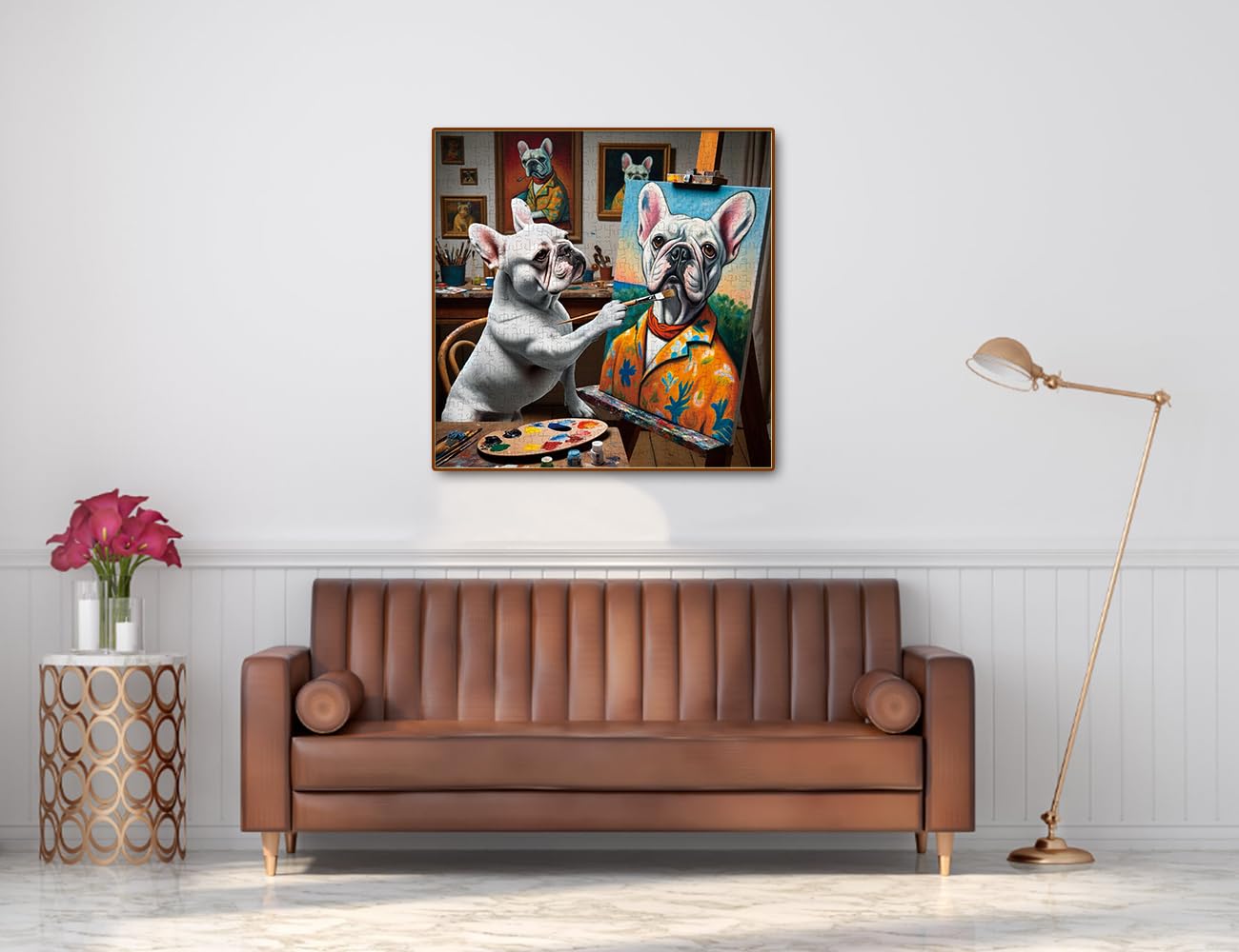 Fishwisdom 500 Pieces Animal Jigsaw Puzzles for mature-themeds and Teens and Kids Family Happy Toys Painting Bulldog