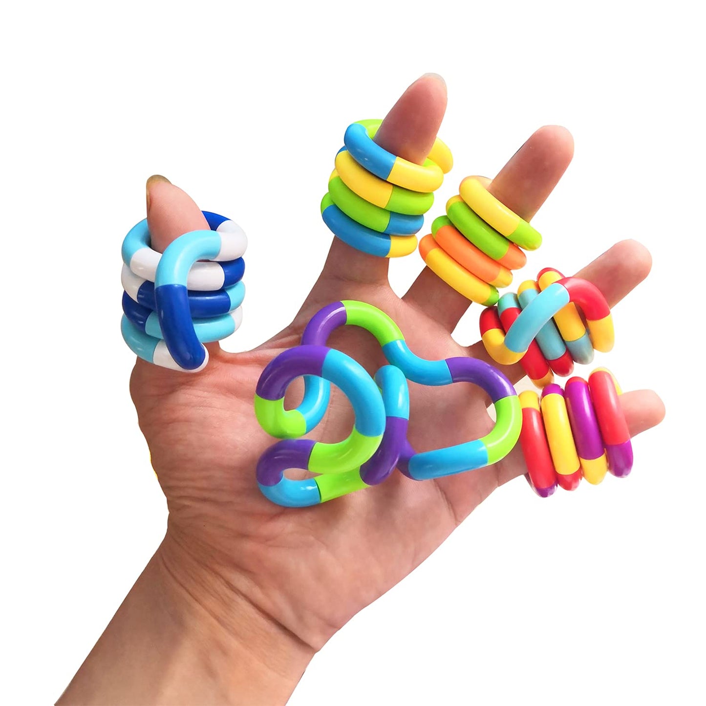 20 Pcs Tangles Fidget Toys,Multicolor Quiet Fidget Toys For Adults,Boys,Girls-Sensory Items For Relaxation,Anxiety Stress Relief,Decompression-Squeeze, Twist, Chain Spinner Alternative Gift (20Pcs)