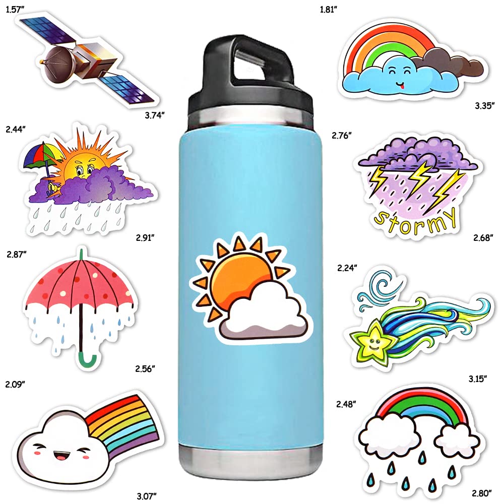 Susihi Weather Stickers Cloud Stickers For Water Bottles Weather Stickers Pack For Laptop (50Pcs)
