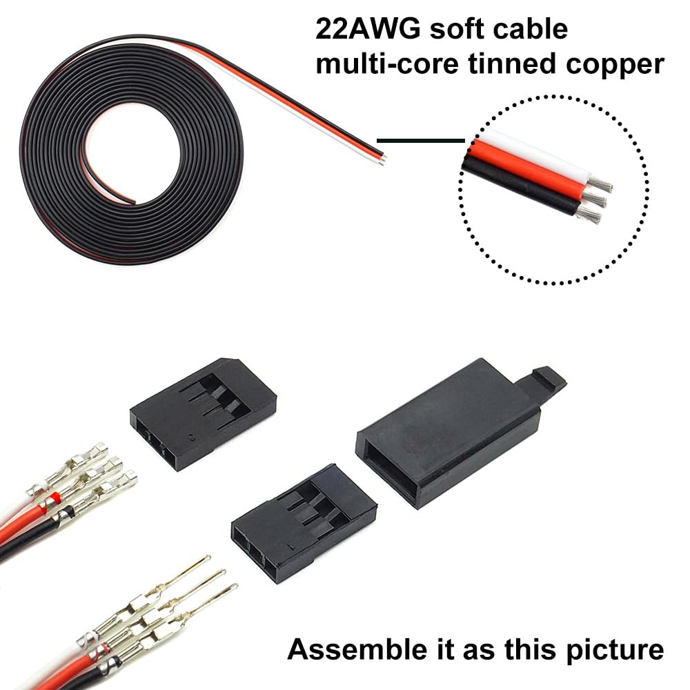 30 Sets Servo Connector Male Female Plug Crimp Pin Cable Kit Compatible with Futaba JR Hitec Spektrum RC Connectors (Without Cri