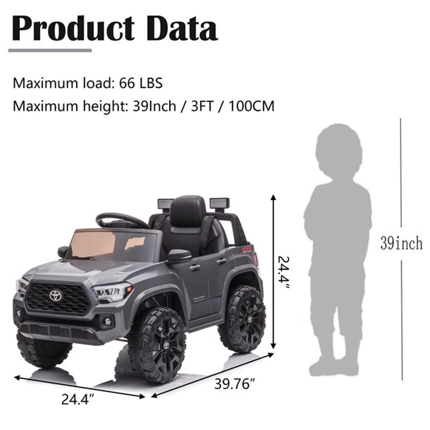 SEGMART 12V Electric Cars for Kids, Official Licensed Toyota Tacoma Ride on Car, Remote Control Truck Kids Car for Boys & Girls,