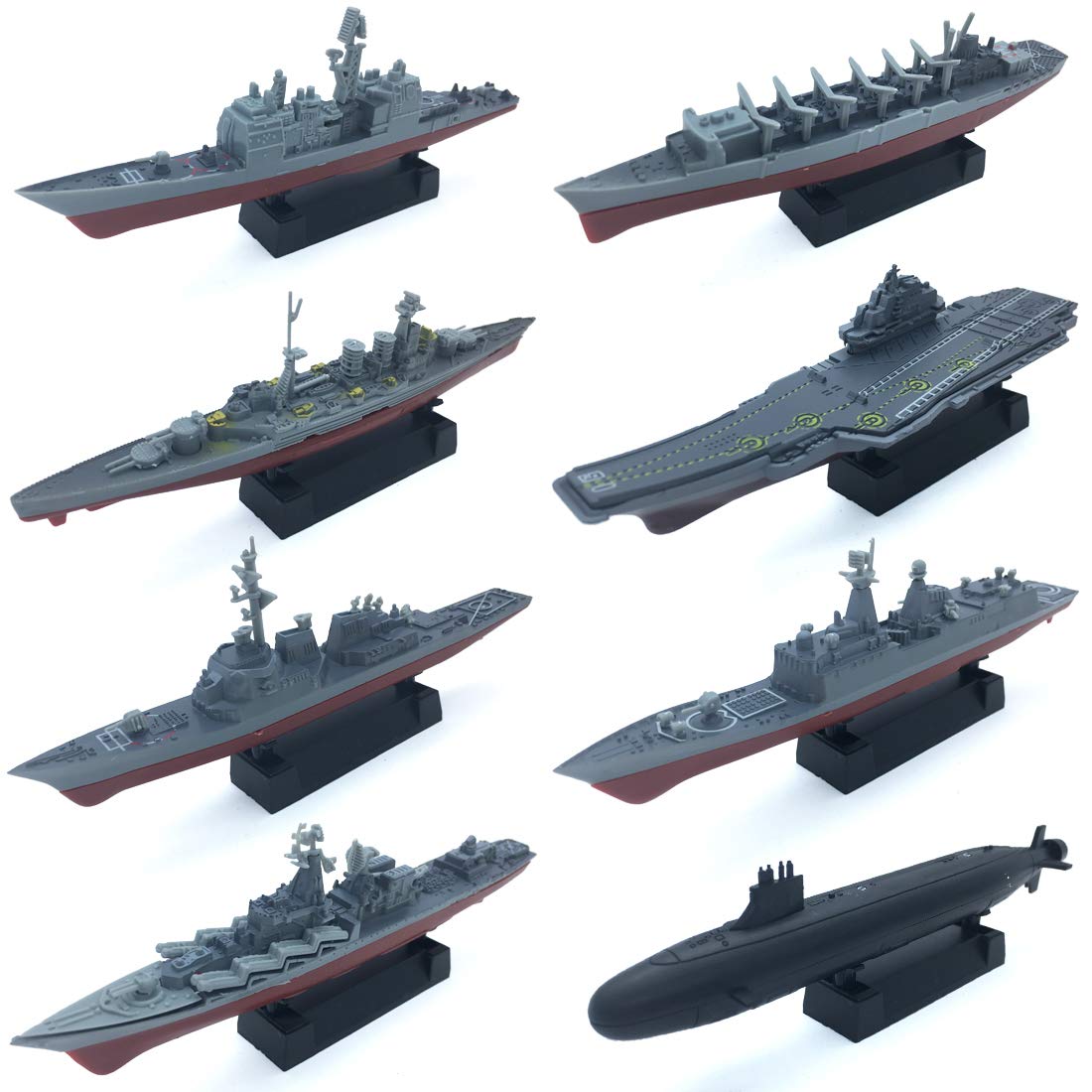 Kvvdi 8 Sets 3D-Puzzle Model Battleship Aircraft Carrier Toy Submarine  Plastic Model Warships Ship Kits  Navy for Collection
