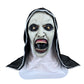 Scary Nun Mask Led Light Up Mask with Headscarf Horror Nun Cosplay Costumes Halloween Dress Up Party Props (Led Open Mouth)