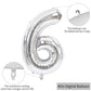 Toniful 40 Inch Silver Large Numbers Balloons 0-9, Number 6 Digital 6 Helium Balloons, Foil Mylar Big Number Balloons For Birthd