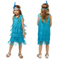 ABAFIP Girls 1920s Flapper Dress Fringe Tassel 20s Party Halloween Concert Festival Outfits Sky Blue 4-6 Years