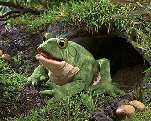 Folkmanis Toad Hand Puppet, Green/Light Tan