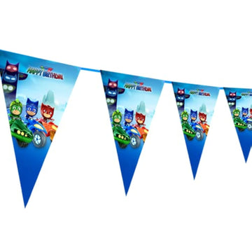 Wow Party Studio Pj Cartoon Theme Happy Birthday Decorations Flag Pennants Buntings Banner  10Ft Long