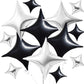 TONIFUL 30Pcs 26In&10In Star Balloons Black and Silver Four Pointed Foil Mini Star Mylar Balloons for Birthday Wedding Baby Show
