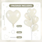 TONIFUL 30Pcs 18 Inch Cream White Heart Balloons Cream White Heart Shape Foil Mylar Balloons Decoration for Birthday Valentines