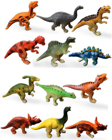 Haptime Plastic Assorted Mini Dinosaur Figures, Little Dinosaur Figurine, Small Dino Toy 1.5 Inch, Great For Dino Cake Topper, Easter Eggs Filler, Pack Of 12