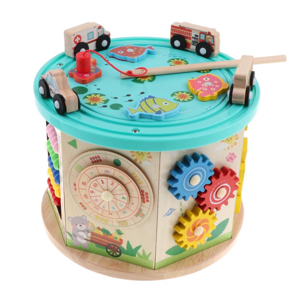 MILAAN Activity Cube Toys Baby Educational Wooden Bead Maze Shape Sorter Abacus Toy