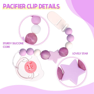 Aori Pacifier Clips For Rebron Baby Dolls Pacifier Holders Silicone Pacifier Clips With Magnetic Pacifier -Purple