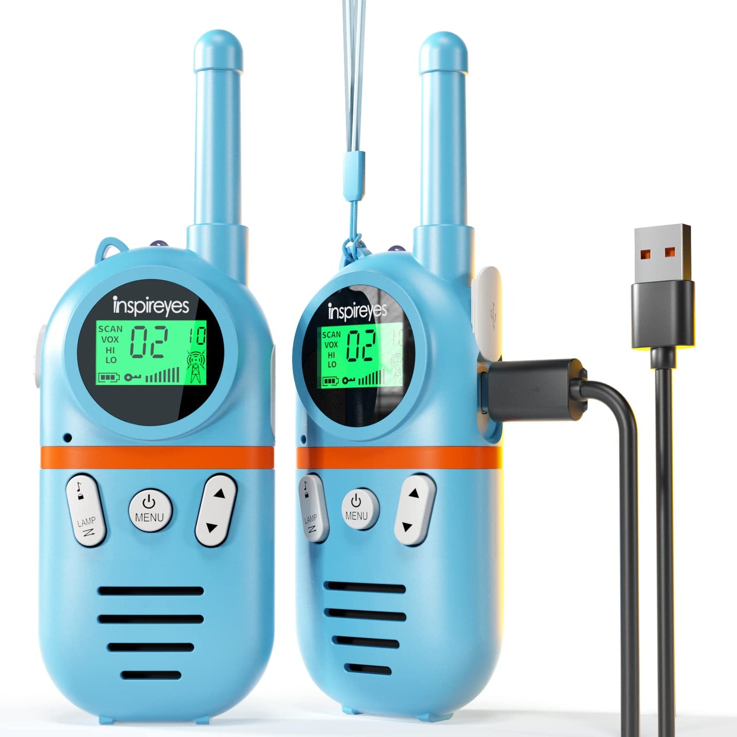 Inspireyes Walkie Talkies For Kids Rechargeable 2 Pack, 48 Hours Working Time 3 Miles Range 22 Channels 2 Way Radio, Birthday For Boys Girls, Family Games Outdoor Hiking Camping,3-12 Years Old Toys