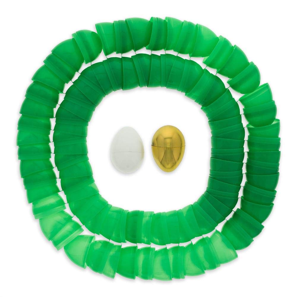 Set of 46 Green Plastic Eggs, 1 White Egg, and 1 Golden Easter Egg
