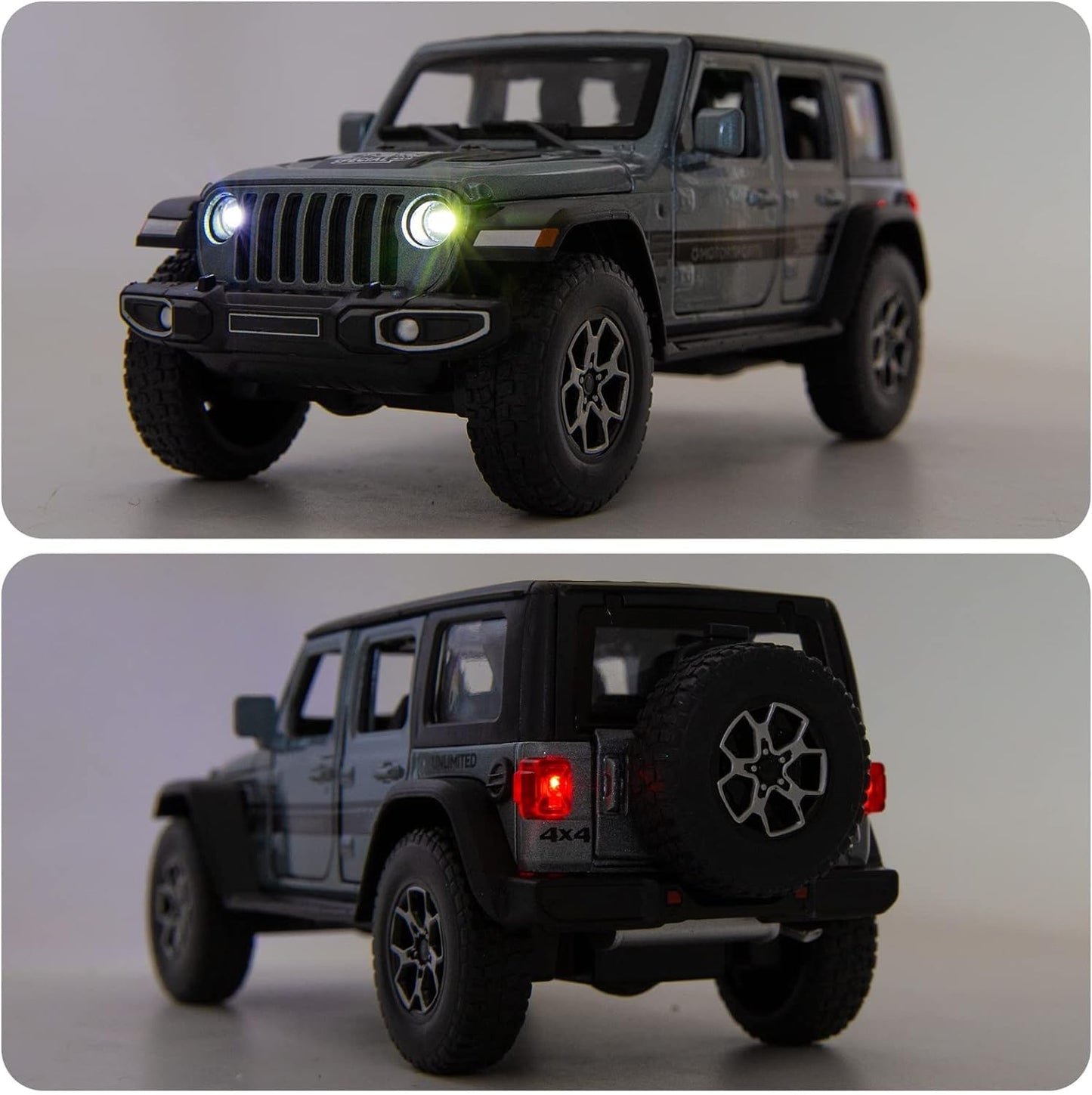 WAKAKAC Compatible for 7 Door Wrangler Toy Car 1/32 Die-cast Pull Back Model Car with Sound and Light Toy Vehicle Cars for Kids