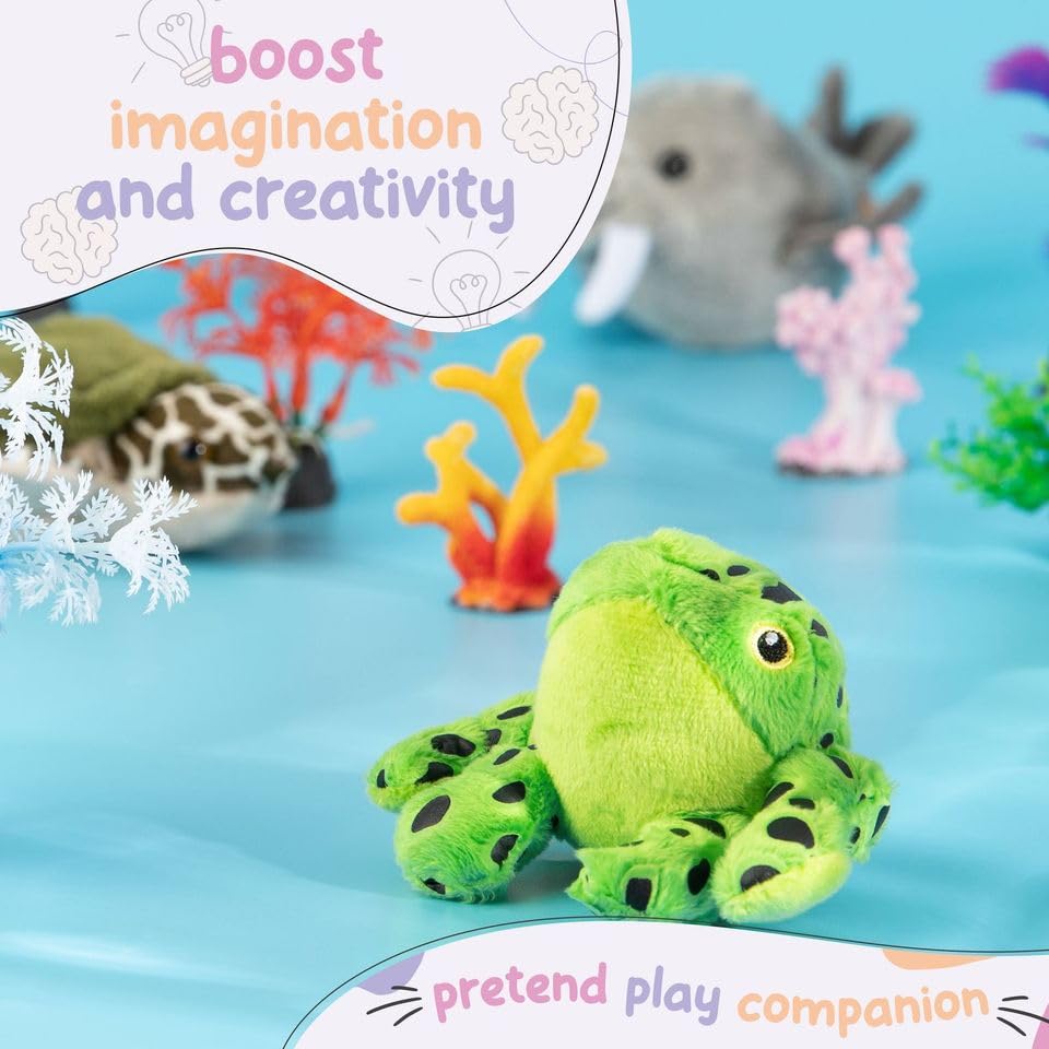 Forest & Twelfth Stuffed Frog, Single Mini Stuffed Animal Plush Toy For Kids, Amphibian Party Favors And Goody Bags, Classroom T